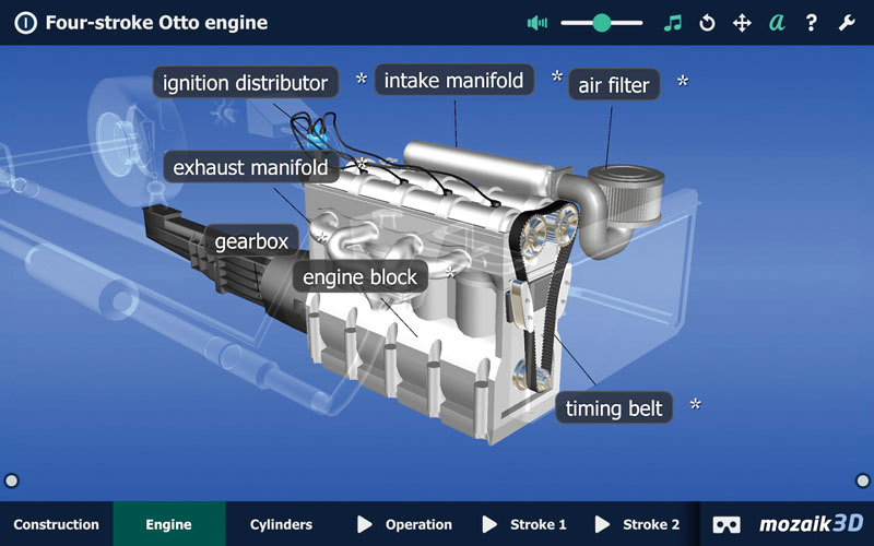 Four-stroke Otto engine VR  .. عرض ثلاثي الأبعاد لمحرك السيارة
