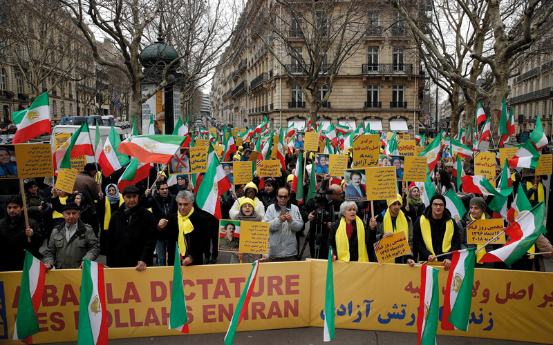 تظاهرات حاشدة تلاحق النظـــام الإيراني في 12 عاصمة أوروبية وغــــــــــــربية