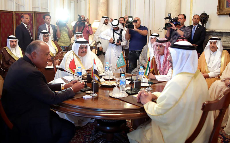إجتماع وزراء خارجية مصر والسعودية والإمارات والبحرين في القاهرة. رويترز