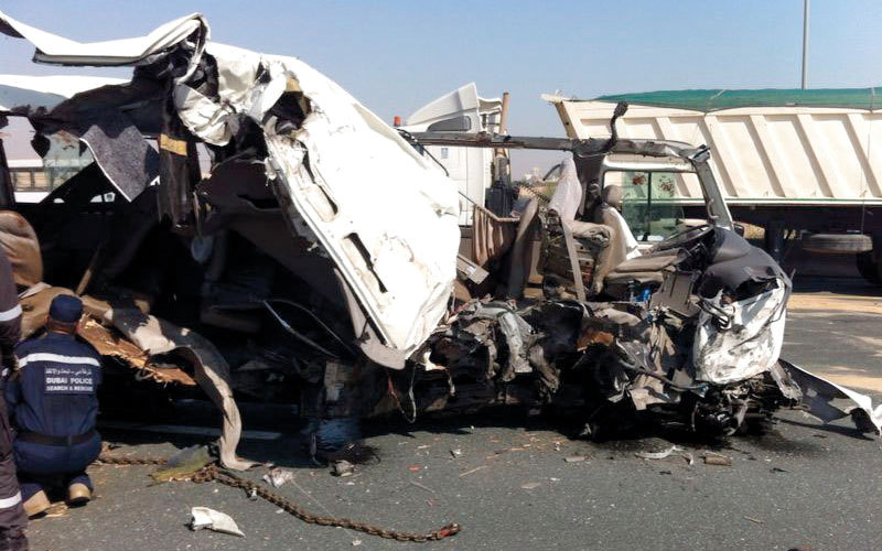 حوادث صدم المركبات تصدرت قائمة أنواع الحوادث في دبي خلال النصف الأول من العام الجاري. أرشيفية