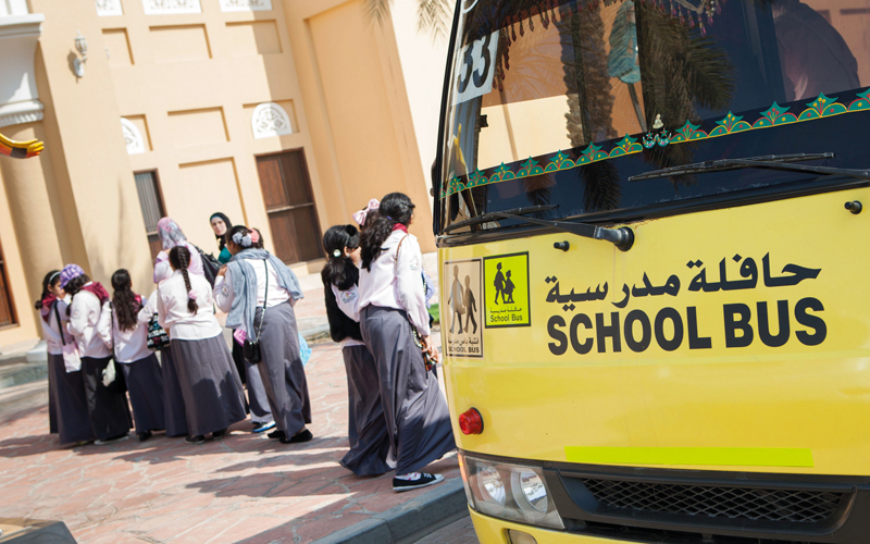 منظومة ذكية للسلامة في الحافلات المدرسية المنظومة الجديدة تتضمن تركيب كاميرات داخلية وخارجية. تصوير: أحمد عرديتي