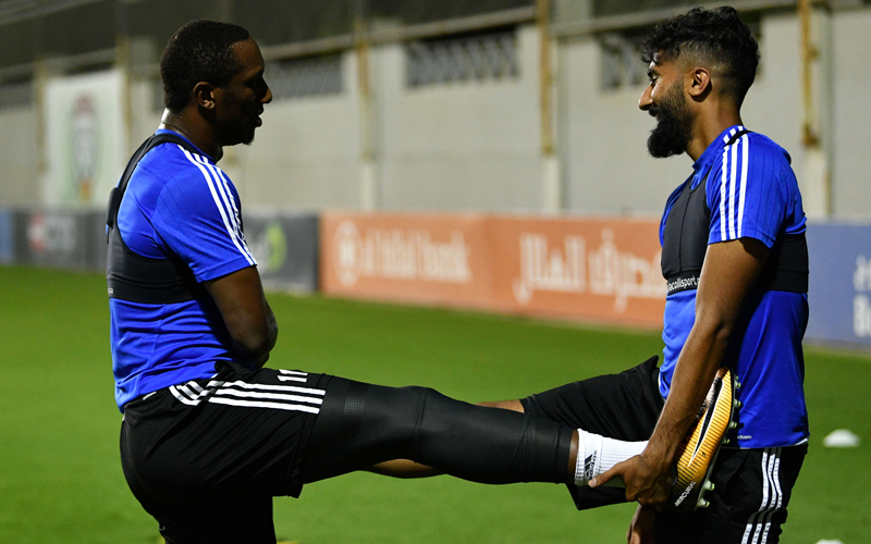سالم صالح وأحمد خليل خلال التدريبات. تصوير: مصطفى قاسمي