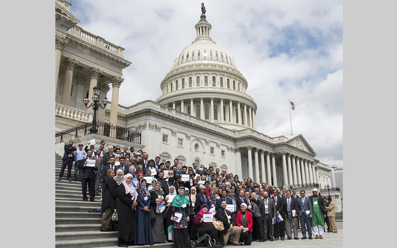 مجلس المنظمات الاسلامية في اميركا امام مبنى الكونغرس.  أرشيفية
