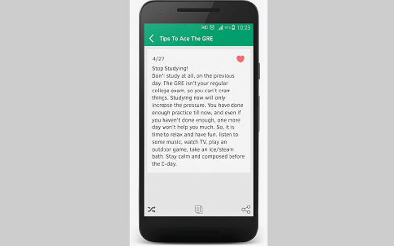 التطبيق يقسم النصائح الخاصة بالاستذكار إلى 20 فئة.  من المصدر