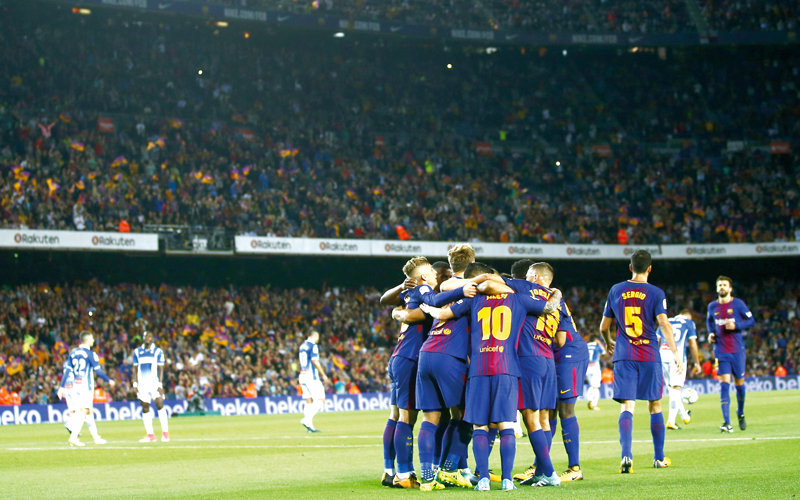 برشلونة يواصل انتصاراته المقنعة في الدوري الإسباني. أ.ب