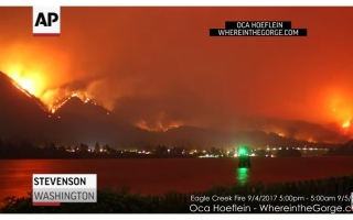 الصورة: بطريقة الـ "Time Lapse"..تصوير حريق كبير في غابة بـ "واشنطن"