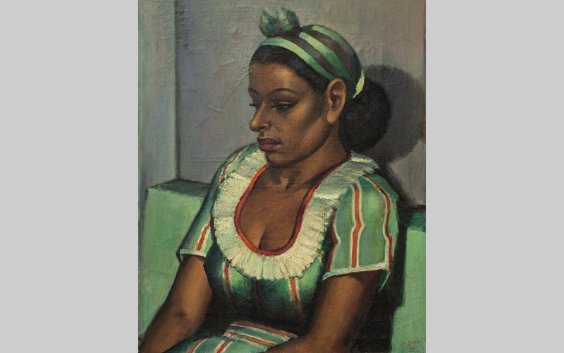 العيون الكحيلة والملامح الذهبية من أبرز سمات نساء محمود سعيد.  من المصدر