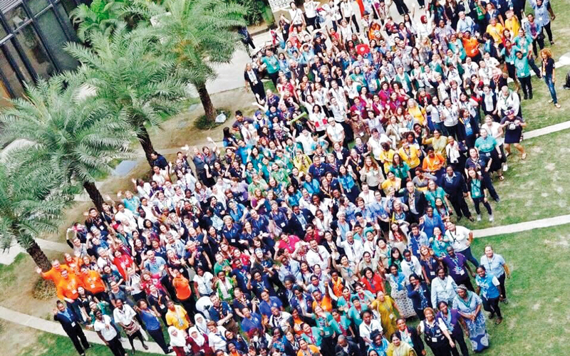 صورة جماعية للمشاركات في فعاليات الدورة الـ36 للمؤتمر.  من المصدر