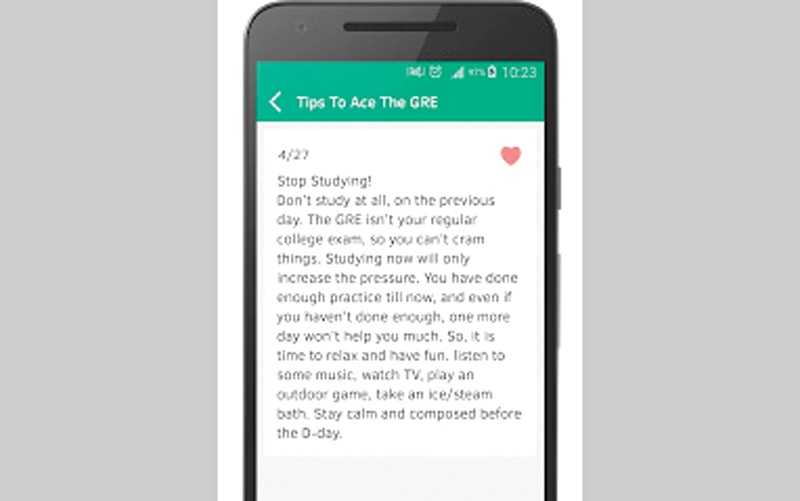 التطبيق يقدم نصائح تساعد على تحقيق درجات أعلى في الاختبارات. من المصدر