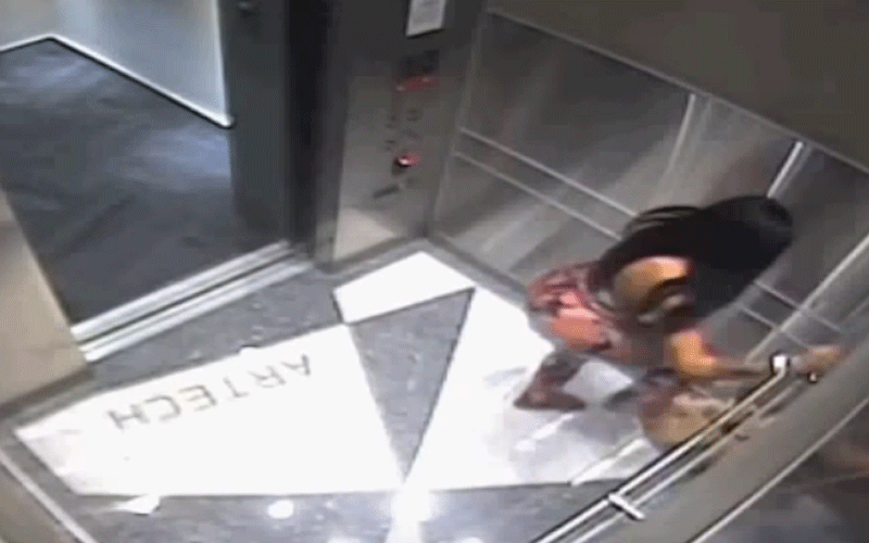 شاهد بالفيديو ماذا فعلت بكلبها الصغير داخل المصعد!
