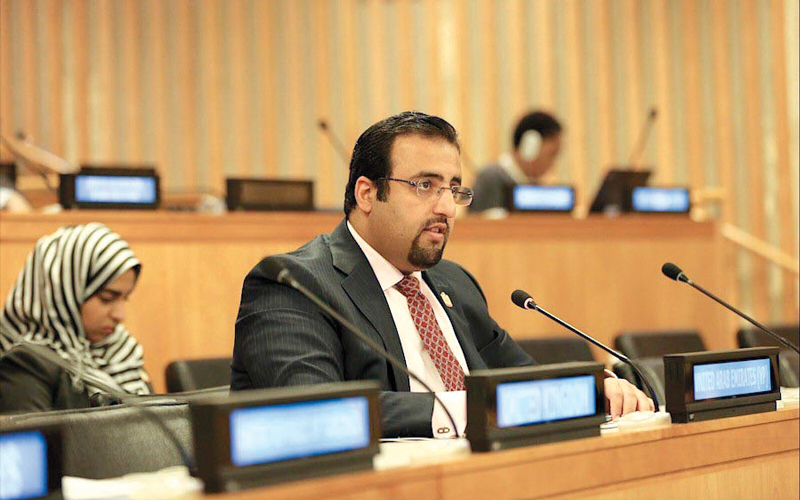 الشامسي يدلي ببيان الدولة أمام مؤتمر الأمم المتحدة لإعلان التبرعات للأنشطة الإنمائية. وام