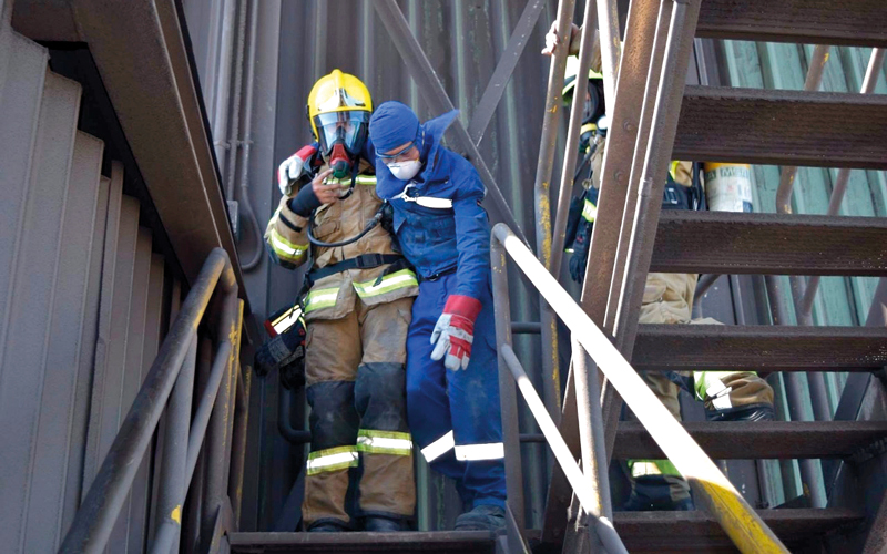 جانب من تمرينات الإخلاء. من المصدر