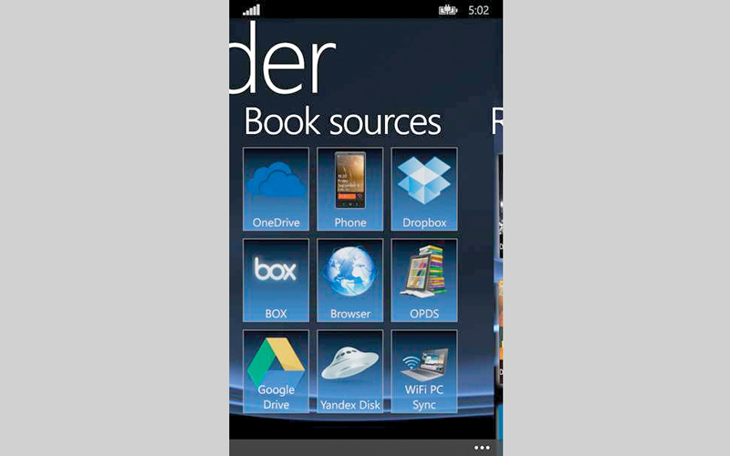 التطبيق يتيح تنزيل الكتب من الخدمات السحابية. من المصدر