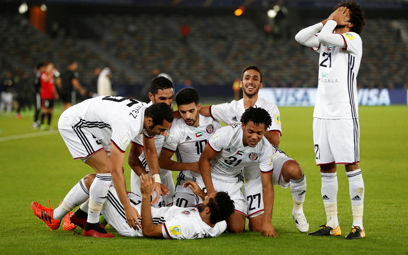 الجزيرة حقق إنجازاً تاريخياً للكرة الإماراتية بالتأهل إلى نصف نهائي مونديال الأندية. تصوير: إريك أرازاس