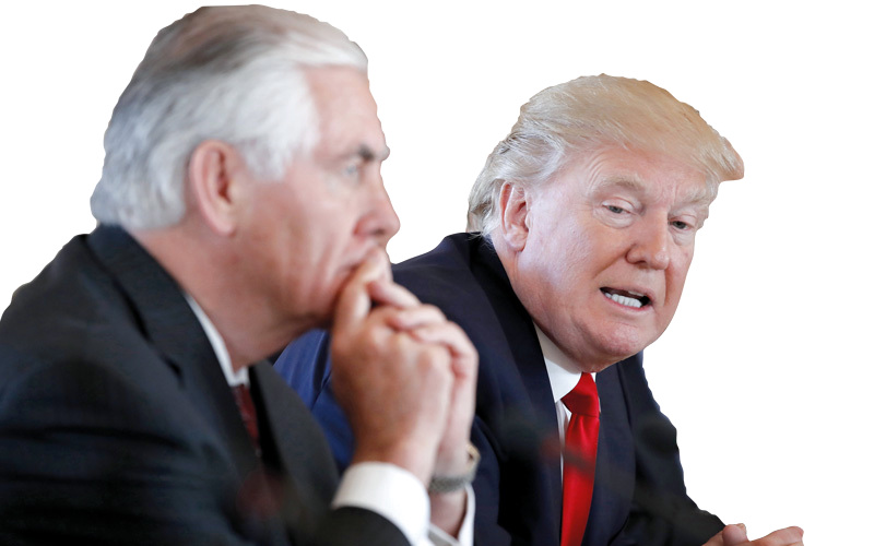 وزير الخارجية الأميركي يشعر بعدم دعم ترامب لخطط مباحثاته مع كوريا الشمالية. أ.ب