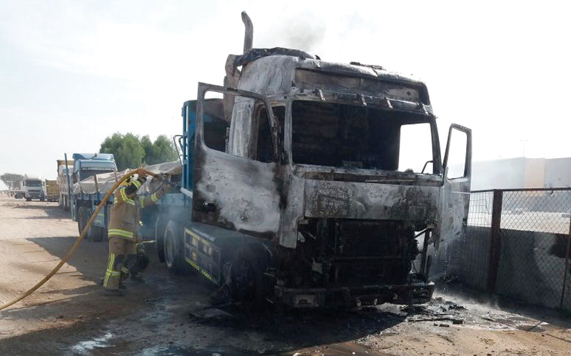 احتراق شاحنة في «المدام» ونجاة قائدها