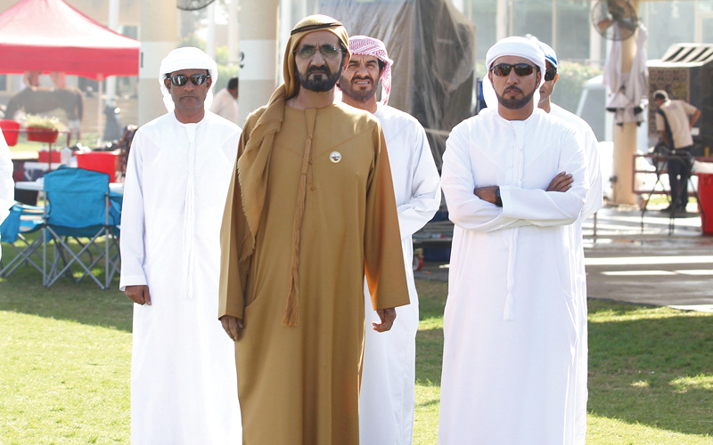 محمد بن راشد خلال حضوره مهرجان القدرة. الإمارات اليوم