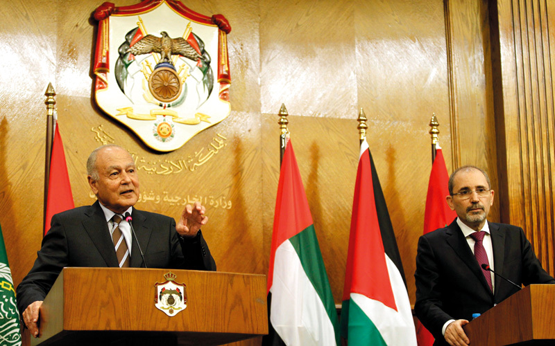 أبوالغيط والصفدى يعلنان التمسك بمرجعيات عملية السلام في الشرق الأوسط.  إي.بي.أيه