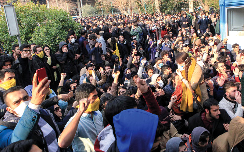 الاحتجاجات طالبت بإطاحة النظام للمرة الأولى. أ.ف.ب