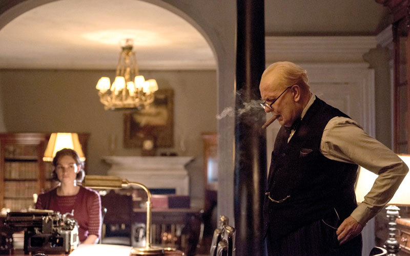 4106_D023_00001_R_CROPLily James stars as Elizabeth Layton and Gary Oldman as Winston Churchill in director Joe Wright's DARKEST HOUR, a Focus Features release.Credit:  Jack English / Focus Features
