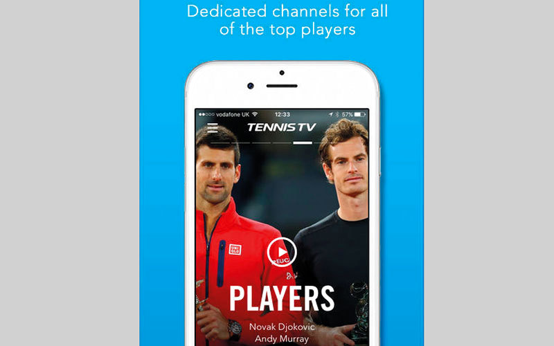 التطبيق يخصص قنوات خاصة لكبار لاعبي التنس. من المصدر