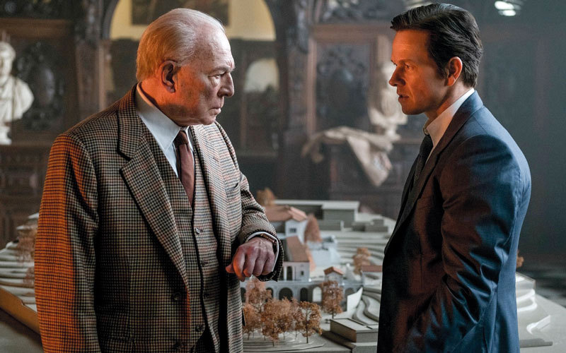 Taking Up Spacey: J. Paul Getty (Christopher Plummer) and Fletcher (Mark Wahlberg) inÂ All The Money In The World.