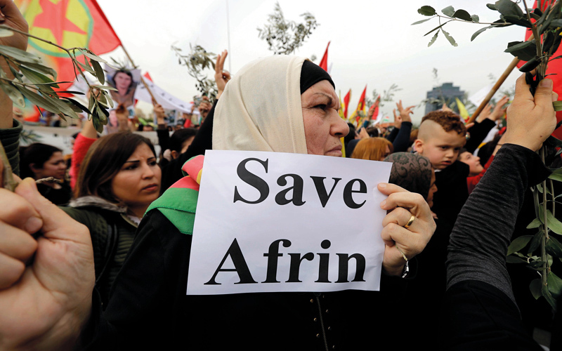 عفرين جبهة أخرى قد تطيل أمد الحرب. أ.ف.ب