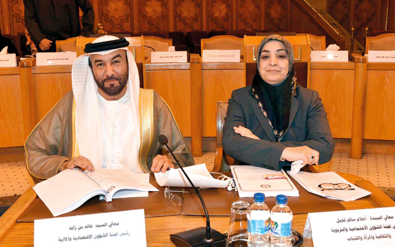 جانب من أعمال الجلسة الثالثة للبرلمان العربي بالقاهرة.  وام