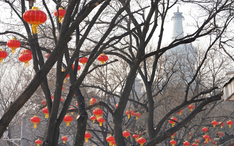 اعمال الزينة استعدادا للعام الجديد. غيتي