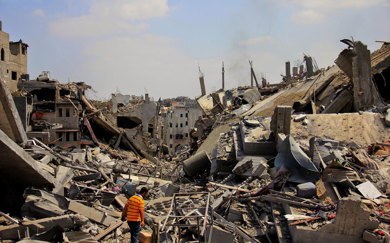 حي الشجاعية المدمر في غزة ألقت عليه إسرائيل 100 قنبلة تزن كل منها طناً. أرشيفية