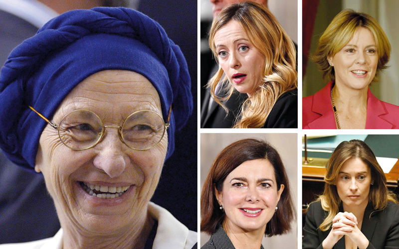 صورة كبيرة لبونينو (يسار) وميلوني (أعلى وسط) ولورنزين (يمين وسط) وبولدريني (أسفل) وبوشي (يمين أسفل). أ.ف.ب