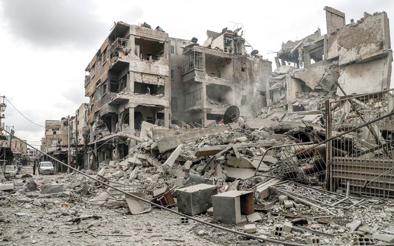 الدمار أصبح الواجهة في الغوطة الشرقية نتيجة ضربات النظام. أرشيفية