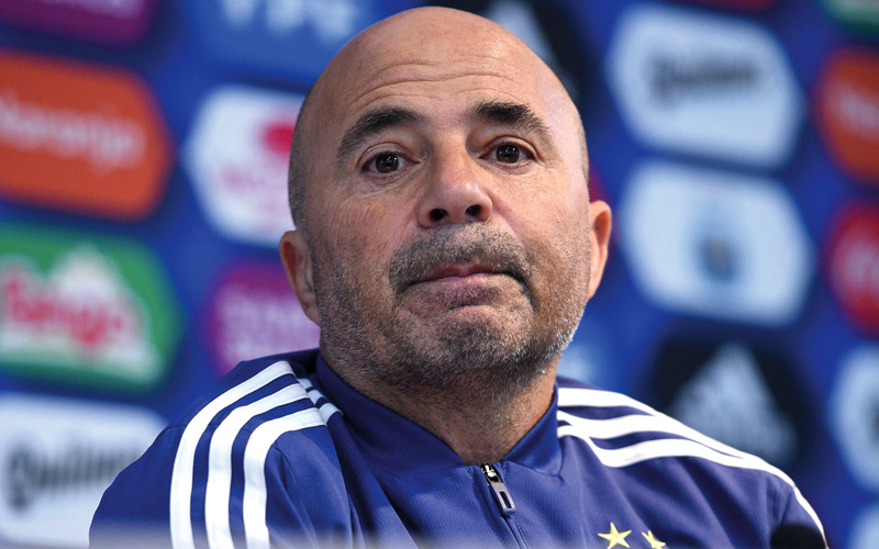 مدرب الأرجنتين سامباولي. أ.ف.ب