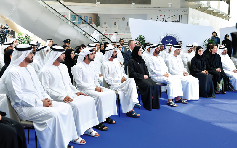 محمد بن راشد خلال حفل إطلاق «أجندة الإمارات للعلوم المتقدمة 2031». وام