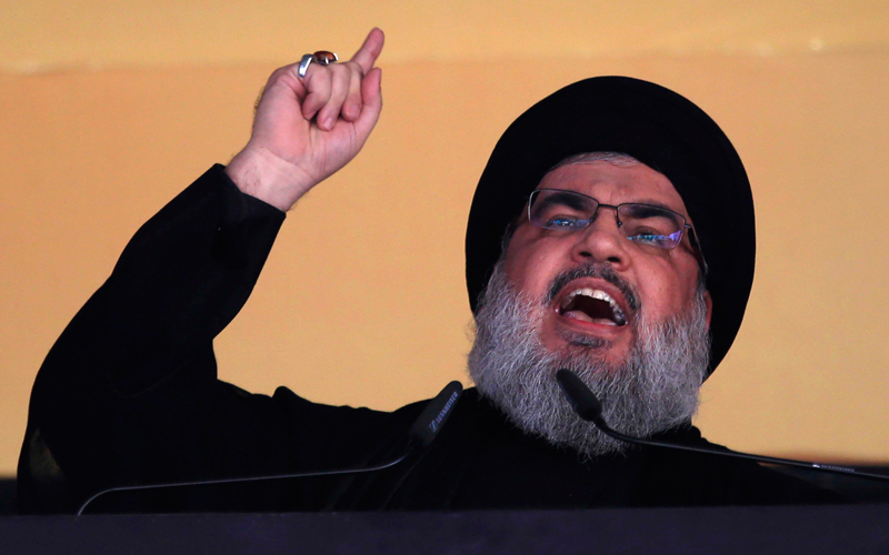 نصرالله قال إن إيران هي المصدر الرئيس لتمويل «الحزب».  أ.ب