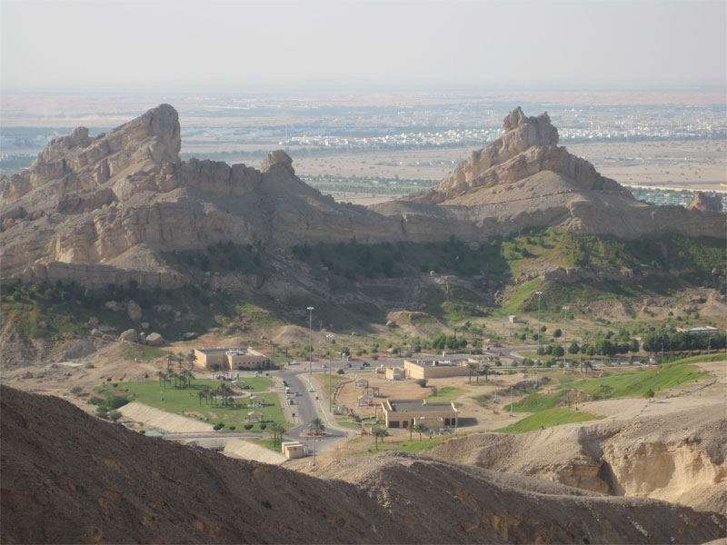 صورة ملتقطة من جبل حفيت للمبزرة في مدينة العين. تصوير سماح حميد