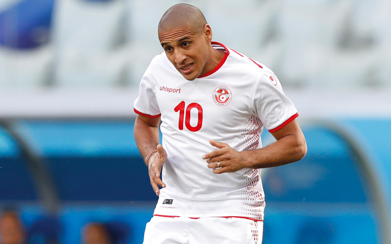 الخزري ورفاقه أمل المنتخب التونسي اليوم. أ.ب