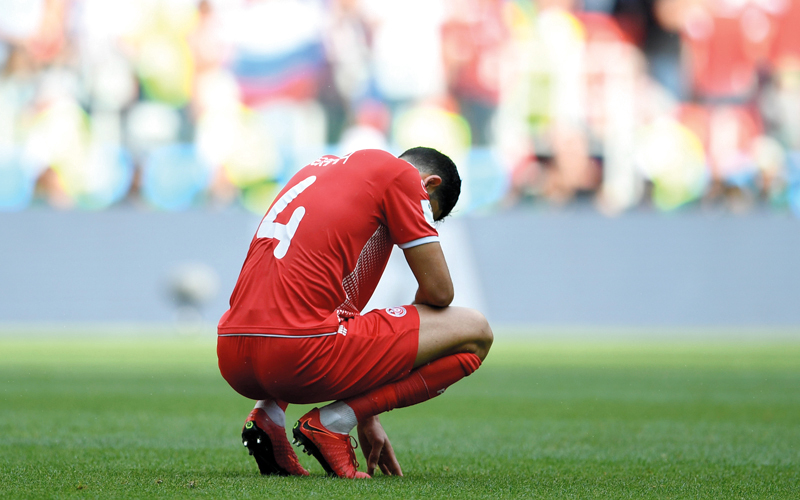 نجم تونس ياسين مرياح يتحسر بعد الخروج من المونديال. أ.ف.ب