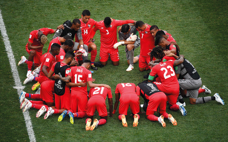 لاعبو بنما ودّعوا المونديال رسمياً بعد أن تلقوا 9 أهداف  في مباراتين. أ.ف.ب