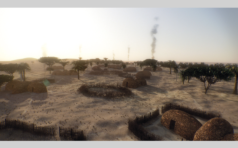 صورة افتراضية لما كانت عليه قرية جزيرة مروح قبل 8000 عام. من المصدر