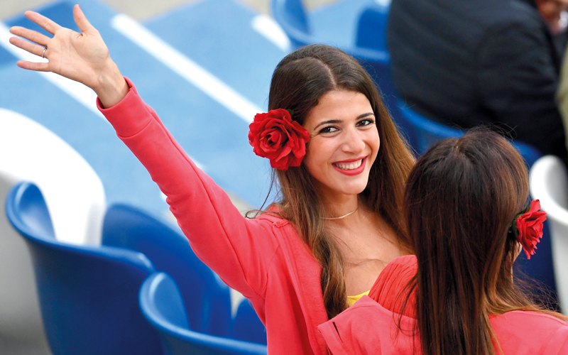 مشجعة إسبانية خلال مباراة المغرب. أ.ف.ب