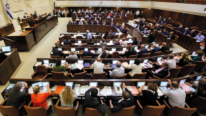 «الكنسيت» الإسرائيلي وافق على القانون الجديد الذي يعزز مكانة إسرائيل دولة «أبارتهايد». أ.ف.ب