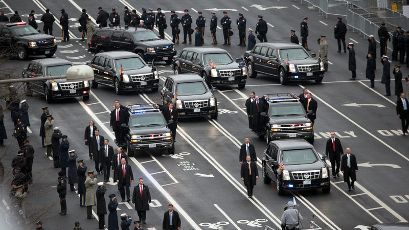 موكب رئيس الولايات المتحدة تحت حراسة مشددة. أرشيفية