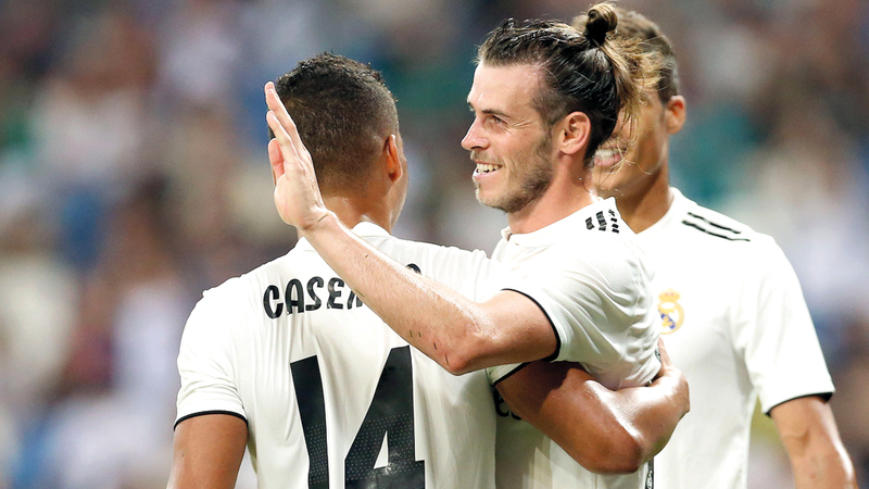 بيل سجل في معظم المباريات الودية الأخيرة لمدريد.. وفي الصوة خلال هدفه في ميلان أول من أمس.  أ.ب