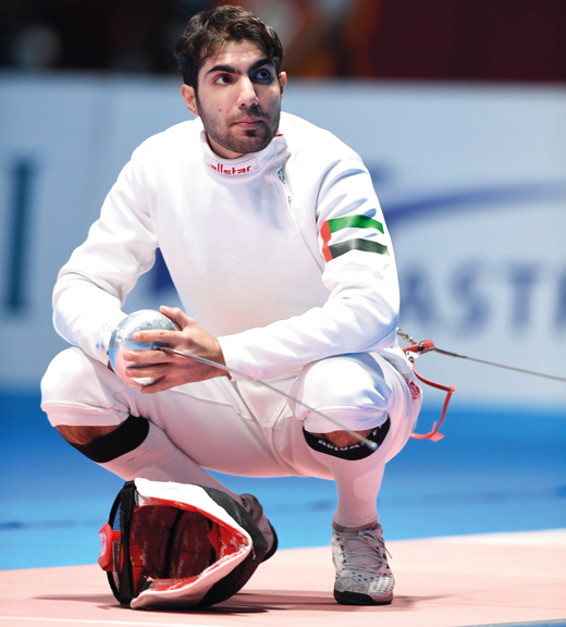 نجم المنتخب الوطني للمبارزة عبدالله الحمادي يودِّع الدورة الآسيوية. من المصدر