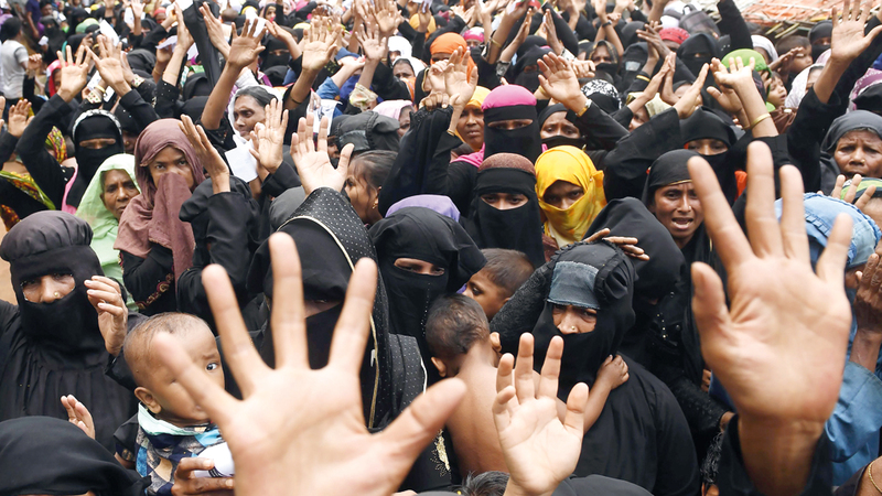 جانب من تظاهرات الروهينغا في بنغلاديش. أ.ف.ب