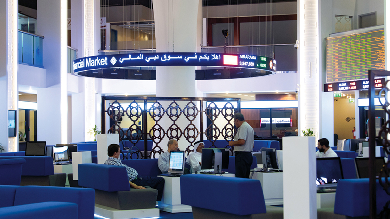 المؤشر العام لسوق دبي المالي ارتفع بنسبة 1.3% إلى 2840.1 نقطة. تصوير: أحمد عرديتي