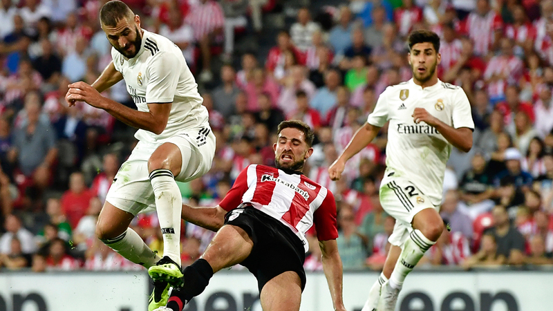 أهداف بنزيمة غابت في معقل بلباو بــ«سان ماميس». أ.ب