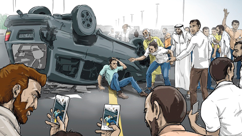 شرطة أبوظبي تكافح تصوير الحوادث بـ «شارك بوعي»