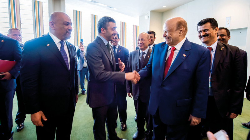 عبدالله بن زايد يلتقي الرئيس اليمني وعدداً من وزراء الخارجية في نيويورك
